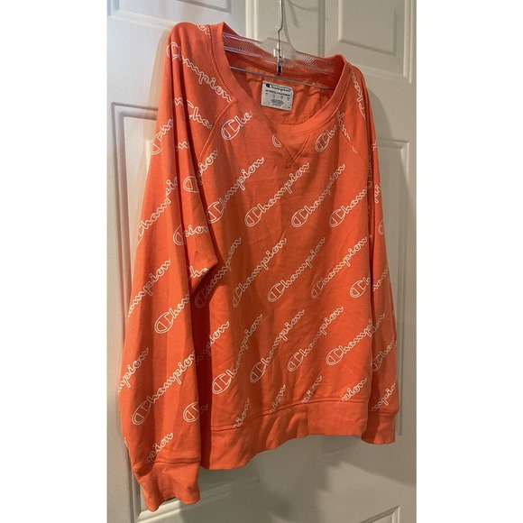 Champion Sweatshirt Large Womens Peach Logo Heritage Pullover Loungewear - Picture 2 of 5